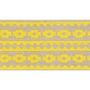 Schumacher 5.3 Yds Talitha Border Tape Yellow 2.75" Wide Trim Linen Embroidered